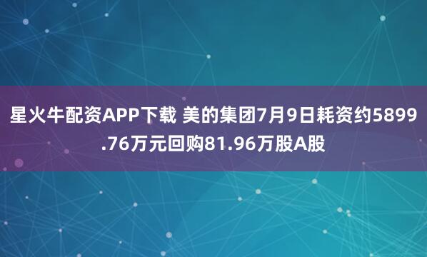 星火牛配资APP下载 美的集团7月9日耗资约5899.76万元回购81.96万股A股