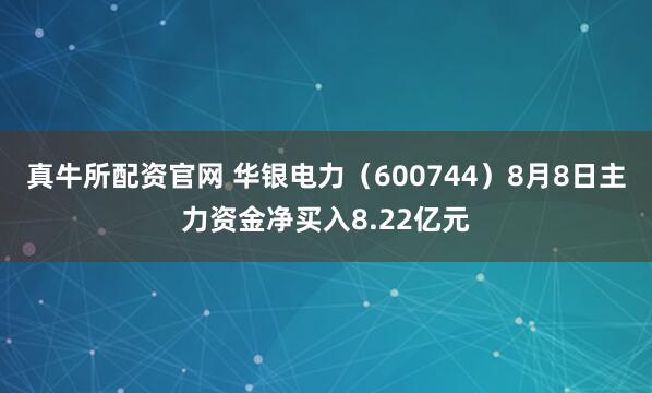 真牛所配资官网 华银电力（600744）8月8日主力资金净买入8.22亿元