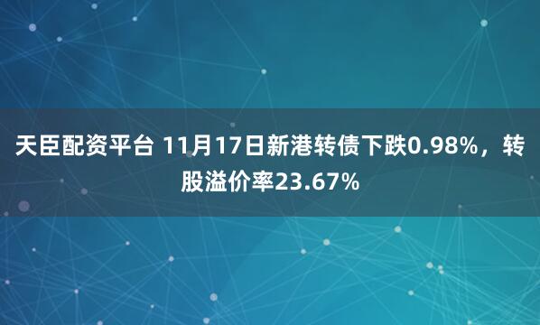天臣配资平台 11月17日新港转债下跌0.98%,转股溢价率23.67%